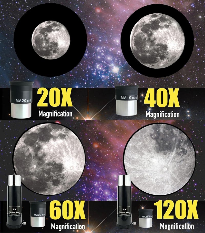 Spectrum Optical Instruments SpectrumOI TourStar 70 AZ Telescope for Adults Astronomy Gifts, Travel Telescope for Camping - Premium Refractor 70mm Aperture with Carry Bag and Phone Holder White Color - Image 3